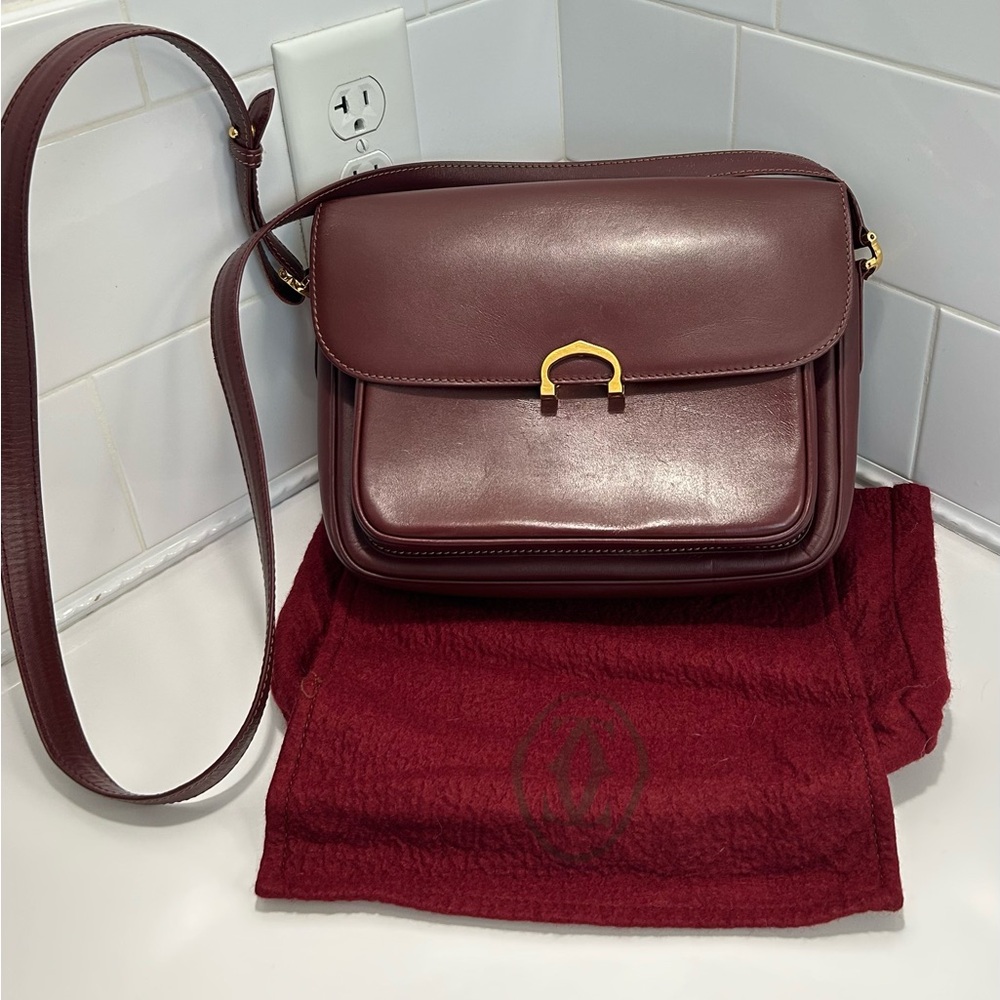 (SOLD)Cartier Vintage Must De Cartier Satchel Shoulder Bag w/Dustbag w/COA